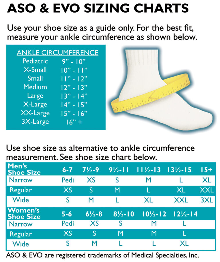Med Spec Aso Ankle Stabilizer Size Chart